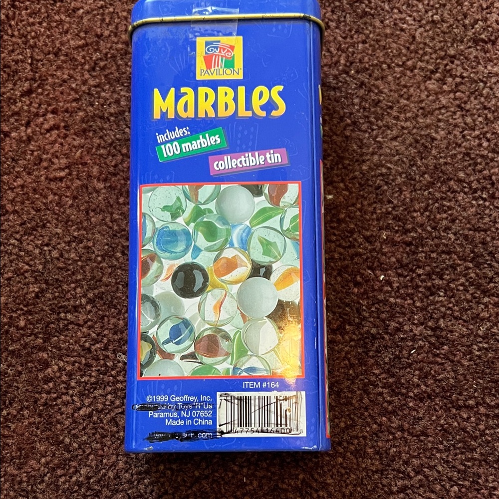 Blue Collectible Tin of Marbles